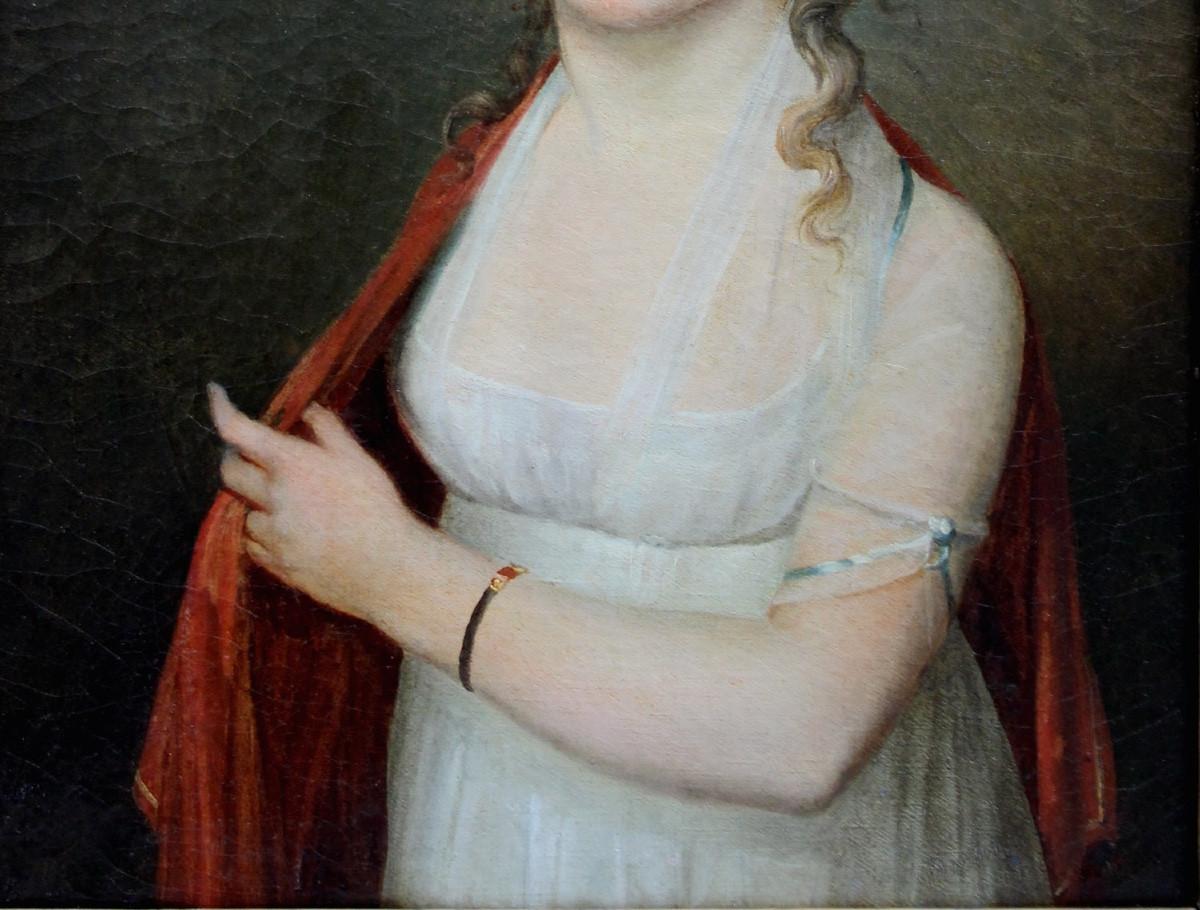 Portrait d'une jeune beauté au foulard rouge par Élisabeth Vigée Le Brun (1755-1842)-attribué à-photo-1