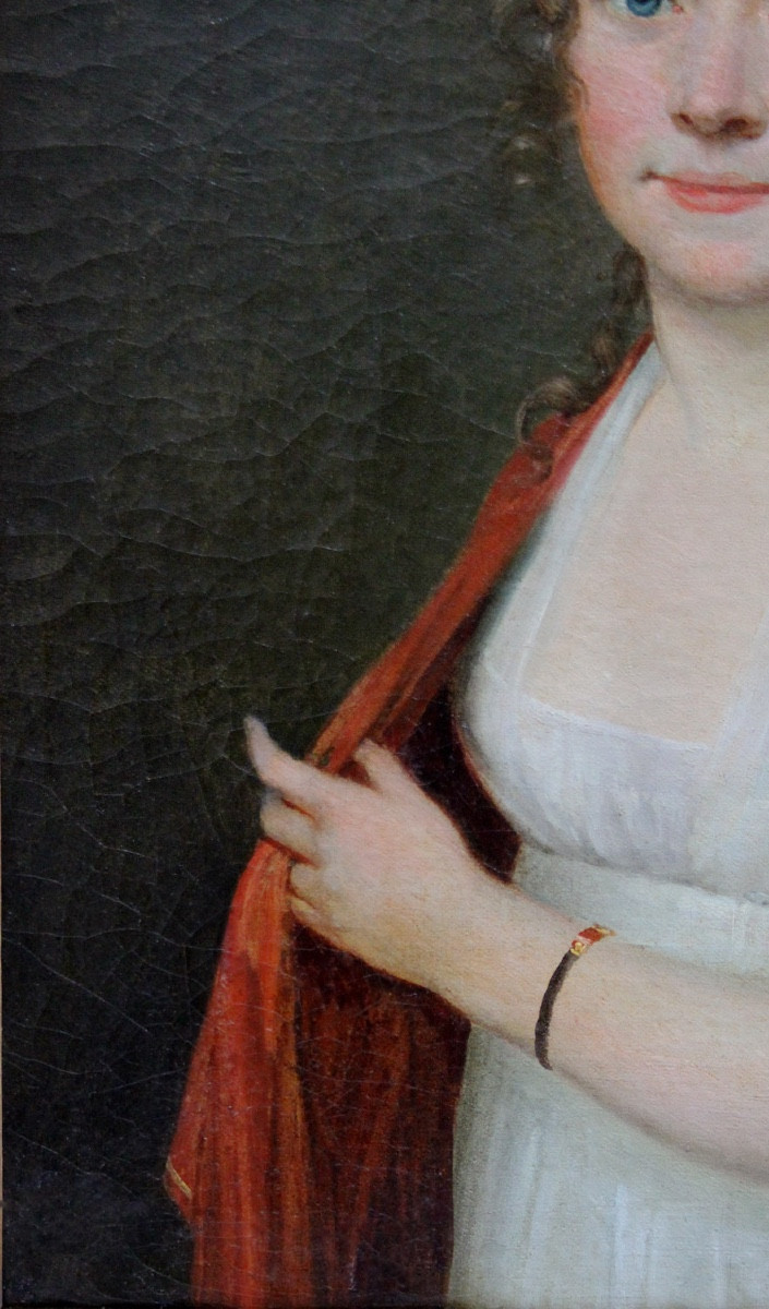 Portrait d'une jeune beauté au foulard rouge par Élisabeth Vigée Le Brun (1755-1842)-attribué à-photo-2
