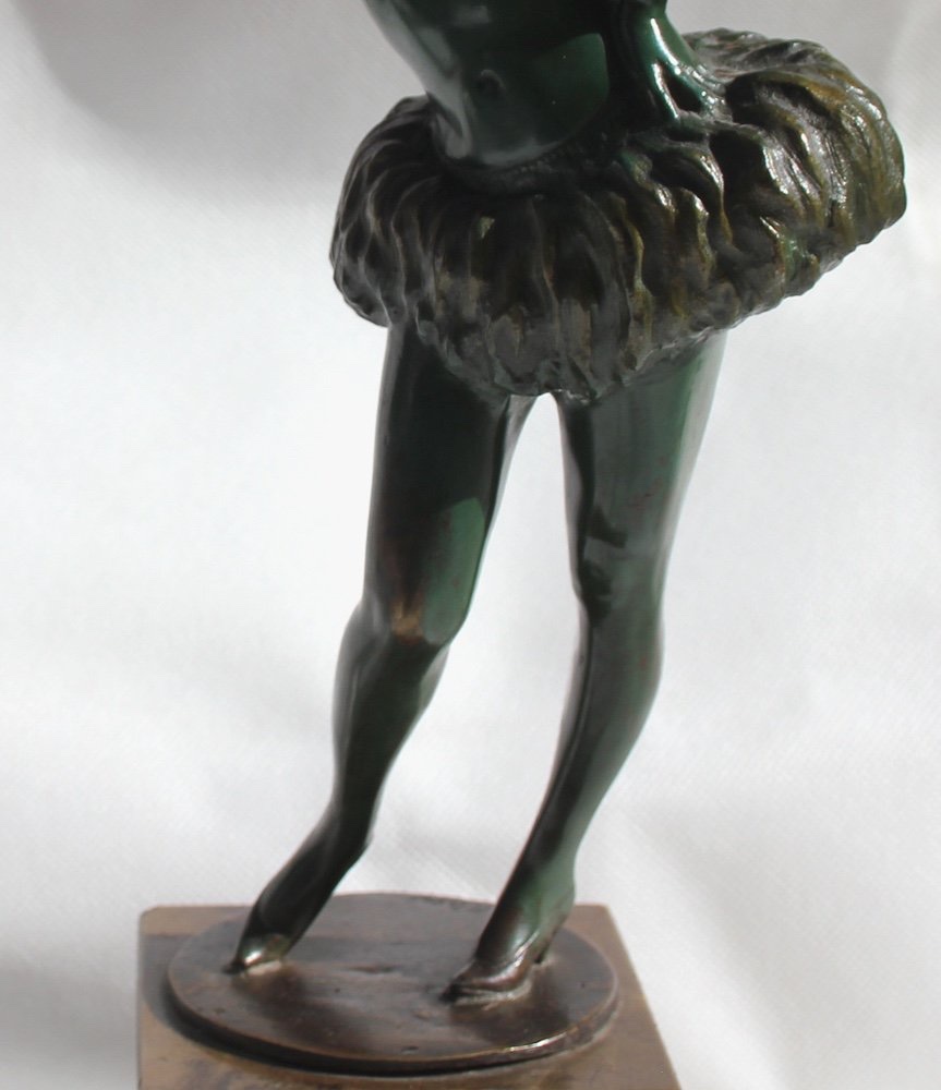 STEPHAN DAKON (AUTRICHIEN, 1904-1997), SCULPTURE EN BRONZE ART DÉCO D'UNE DANSEUSE À MOITIÉ NUE-photo-2