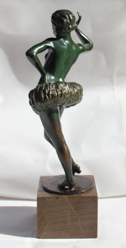 STEPHAN DAKON (AUTRICHIEN, 1904-1997), SCULPTURE EN BRONZE ART DÉCO D'UNE DANSEUSE À MOITIÉ NUE-photo-4