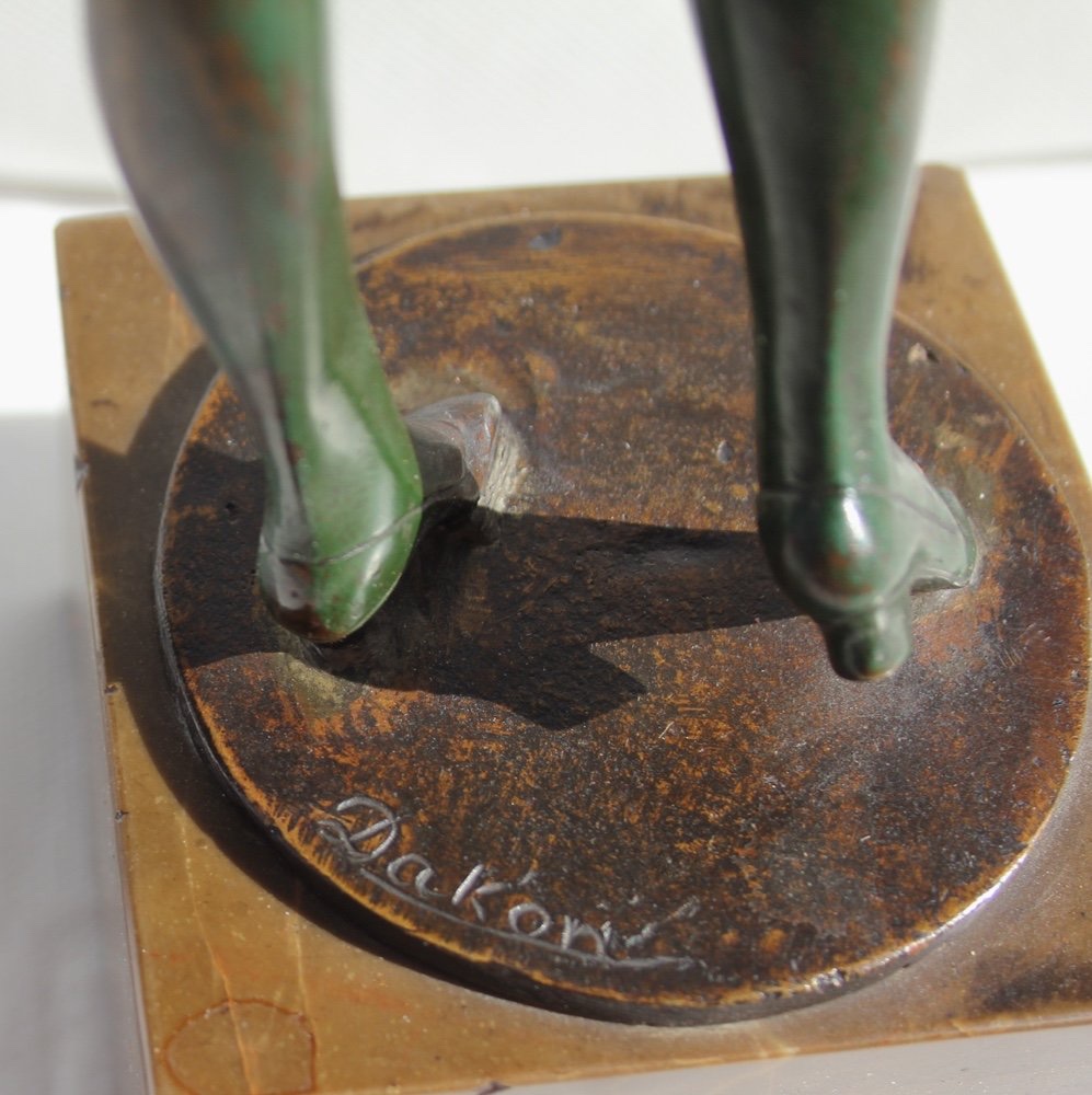 STEPHAN DAKON (AUTRICHIEN, 1904-1997), SCULPTURE EN BRONZE ART DÉCO D'UNE DANSEUSE À MOITIÉ NUE-photo-6