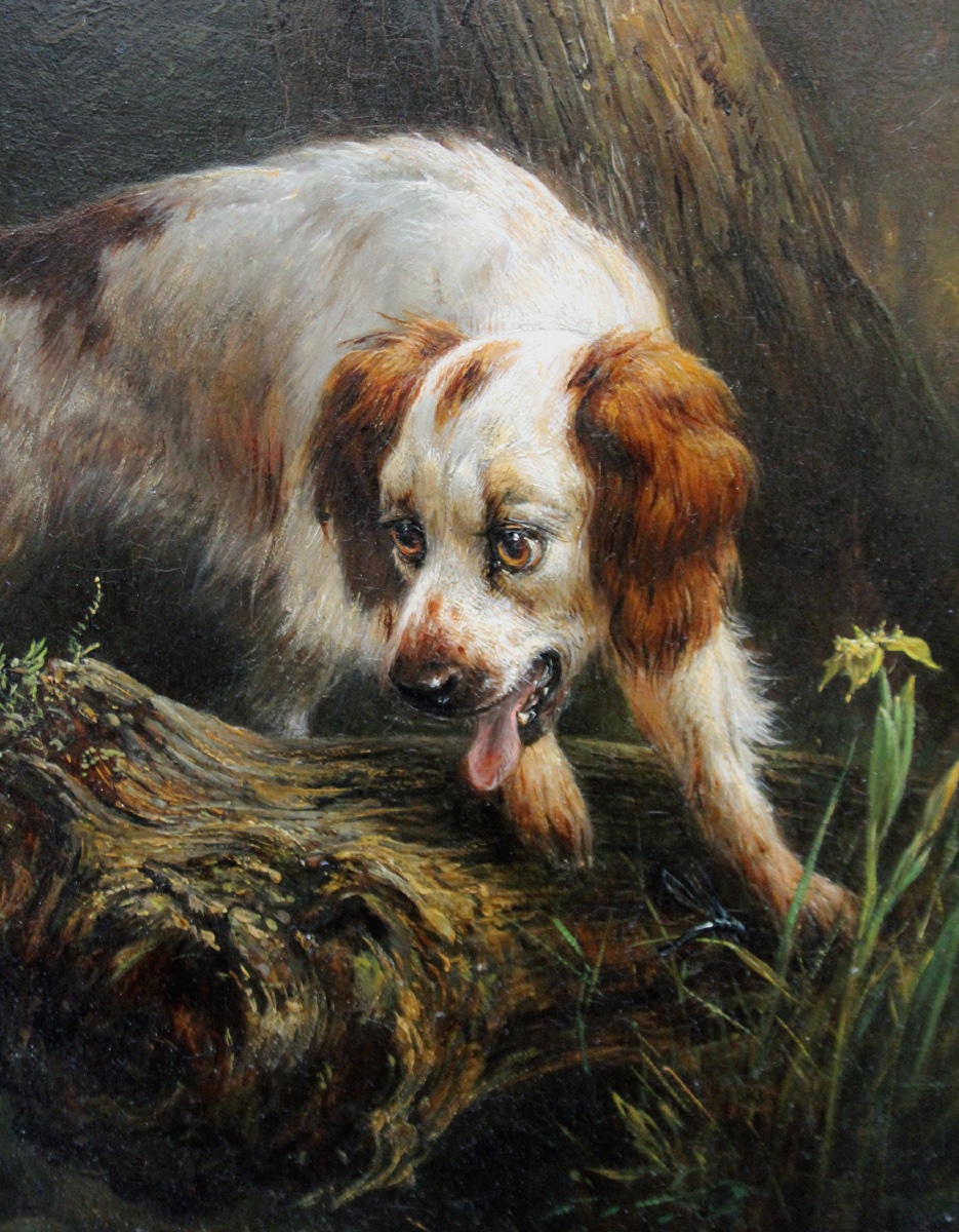 Henriette Ronner-knip (1821-1909) Hunting Dog Spotting Woodcock Eggs-photo-3