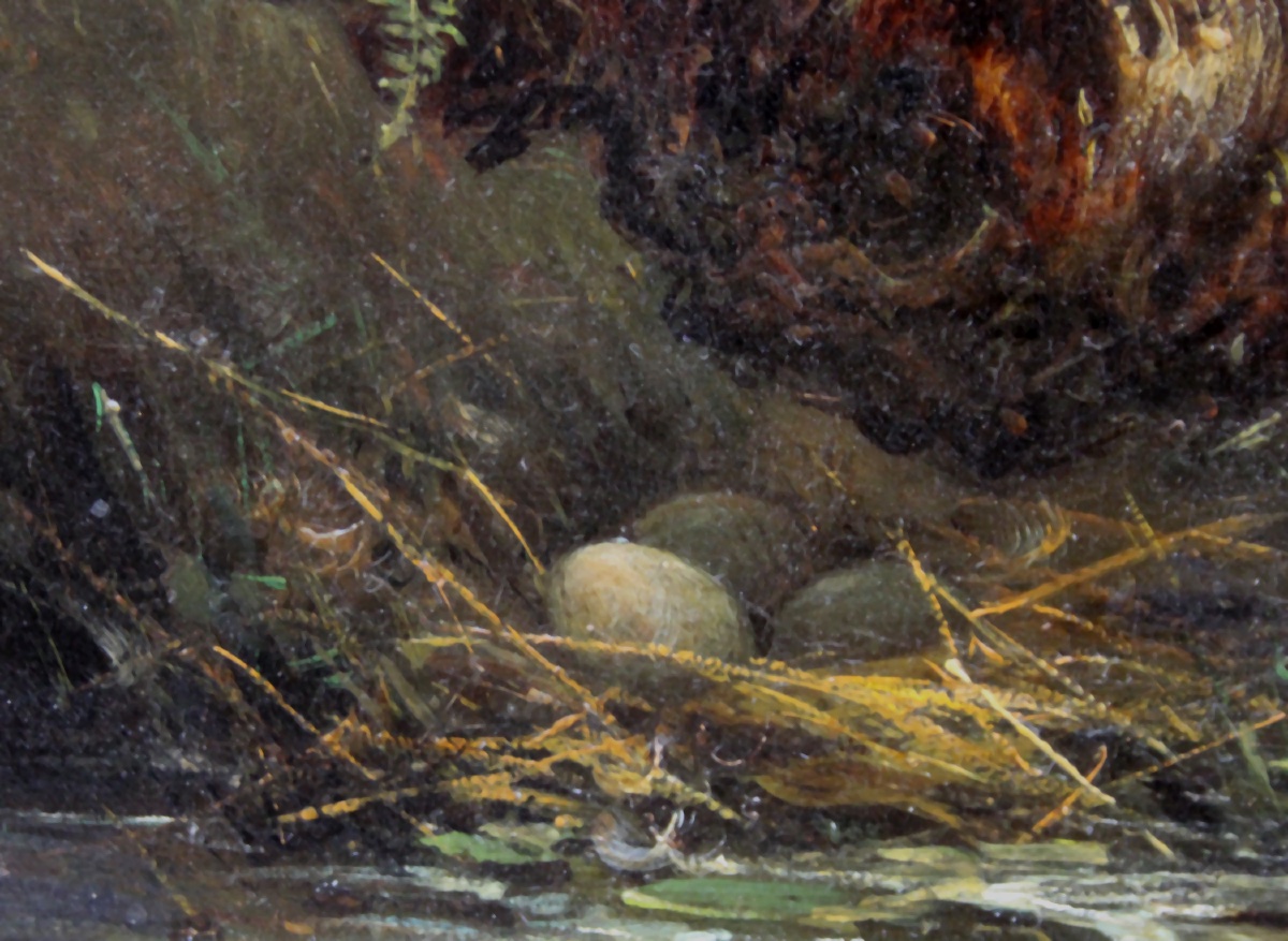 Henriette Ronner-knip (1821-1909) Hunting Dog Spotting Woodcock Eggs-photo-1