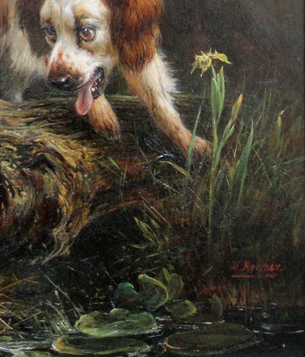 Henriette Ronner-knip (1821-1909) Hunting Dog Spotting Woodcock Eggs-photo-3