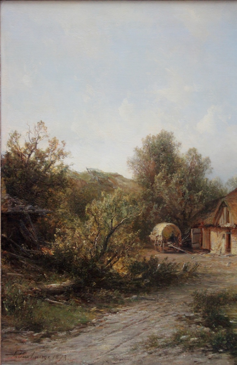 Julius Lange (german, 1817-1878) Village Scene With Peasants And Church In Background-photo-4