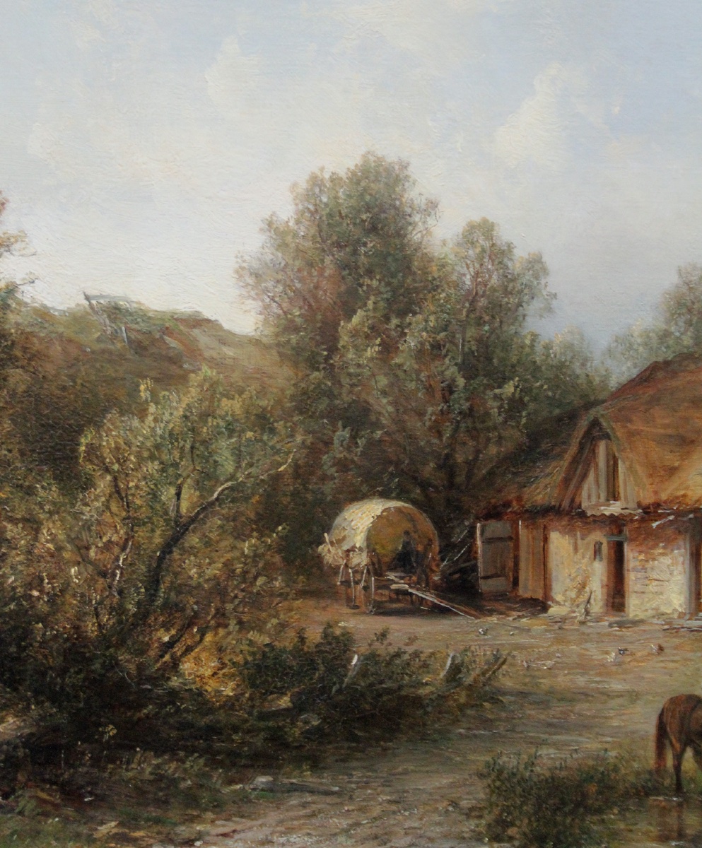 Julius Lange (german, 1817-1878) Village Scene With Peasants And Church In Background-photo-5