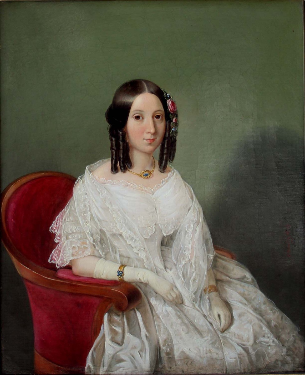 Portrait Of A Young Beauty By Carl Dietrich (austrian, 1821/1823 - 1888)-photo-2
