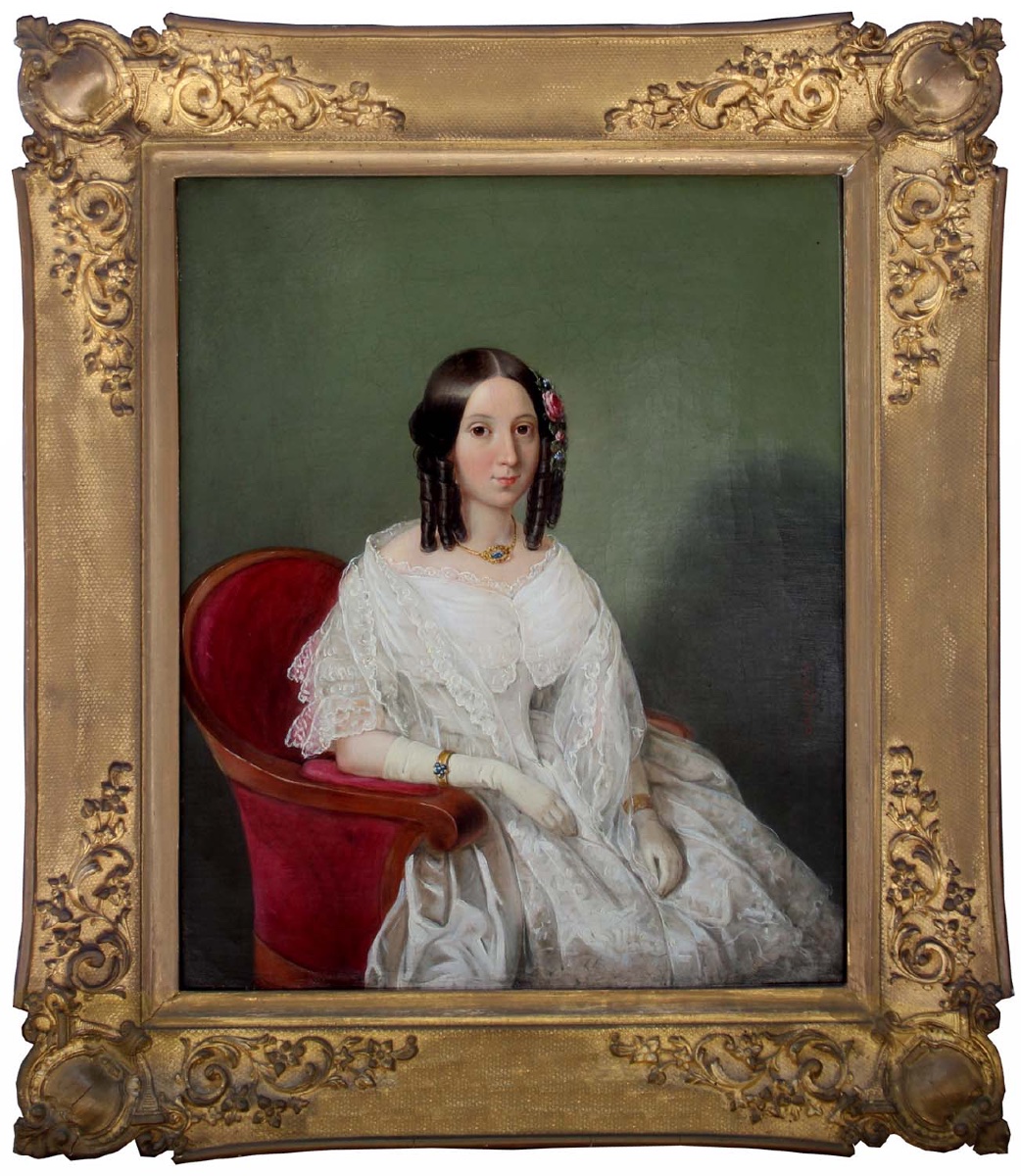 Portrait Of A Young Beauty By Carl Dietrich (austrian, 1821/1823 - 1888)