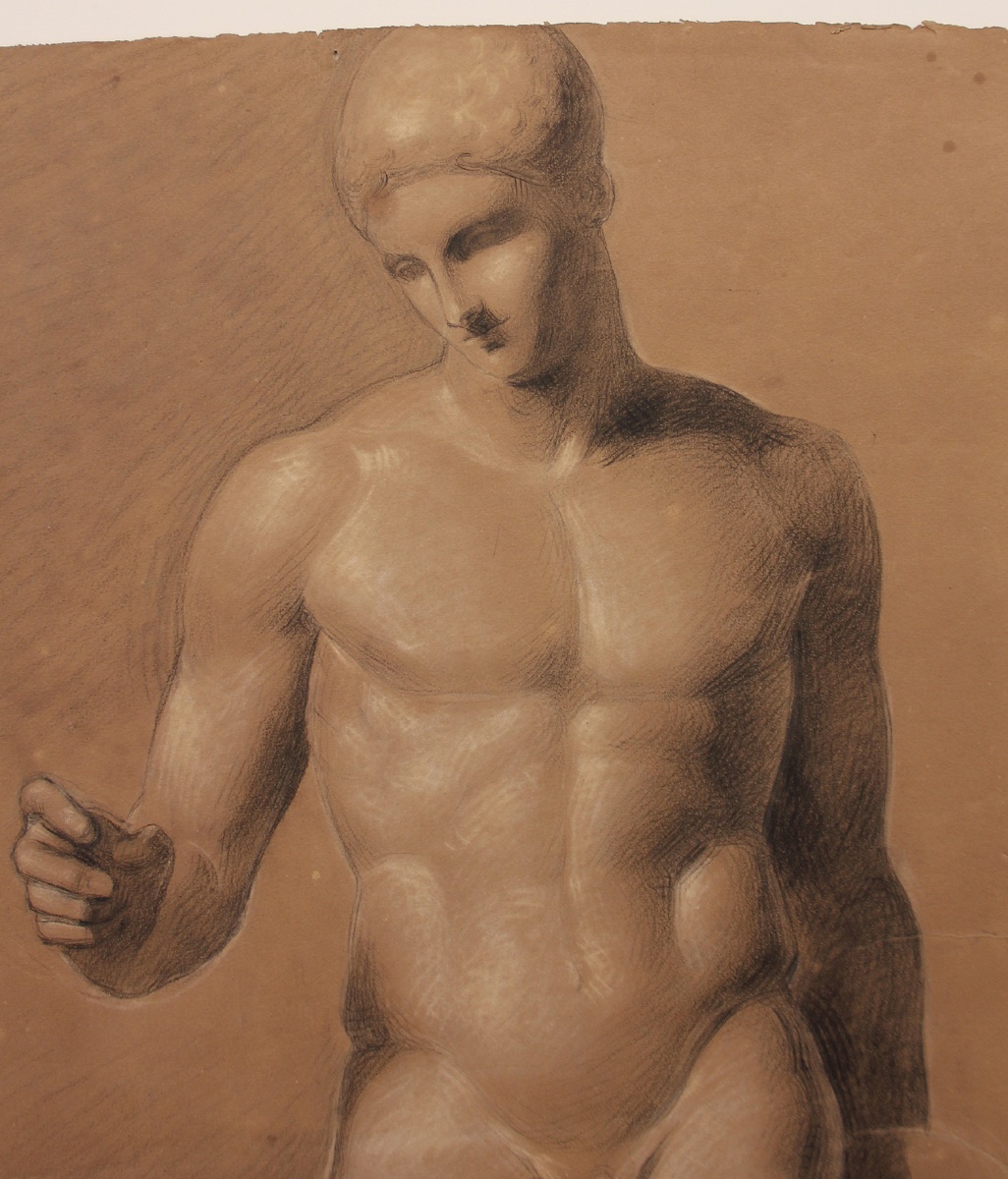 « Nu masculin I », dessin académique, daté de 1832-photo-2