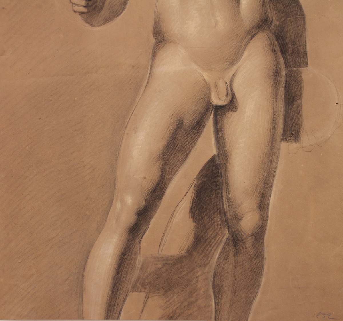 « Nu masculin I », dessin académique, daté de 1832-photo-1