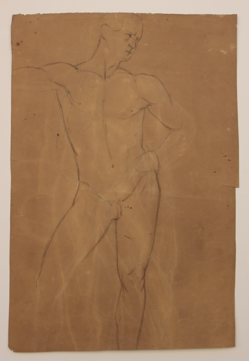 « Nu masculin I », dessin académique, daté de 1832-photo-3