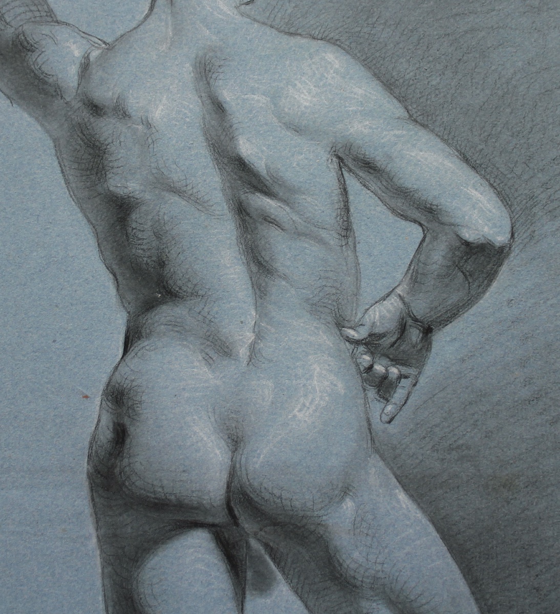 « Nu masculin II », dessin académique, vers 1832-photo-3
