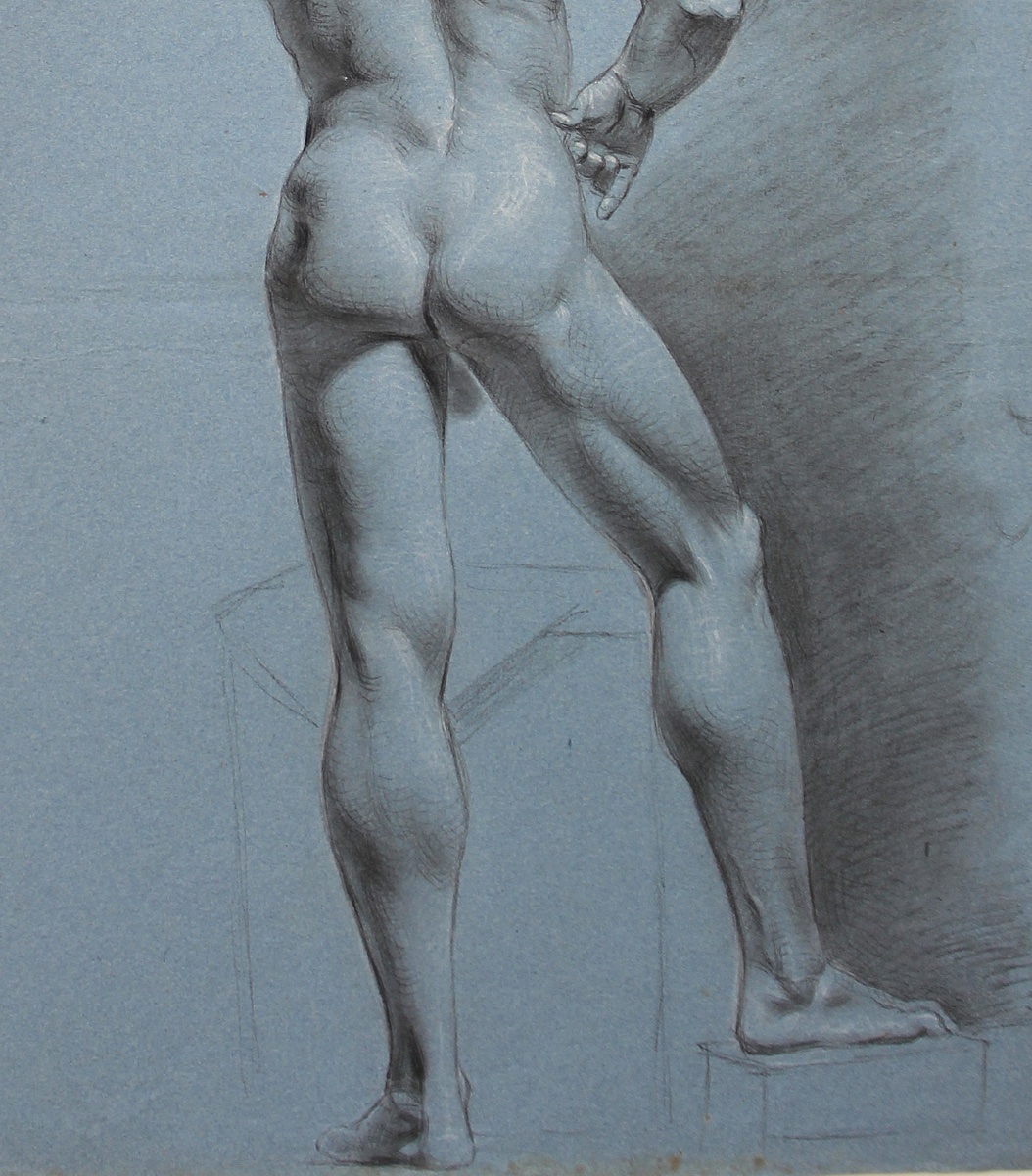 « Nu masculin II », dessin académique, vers 1832-photo-4
