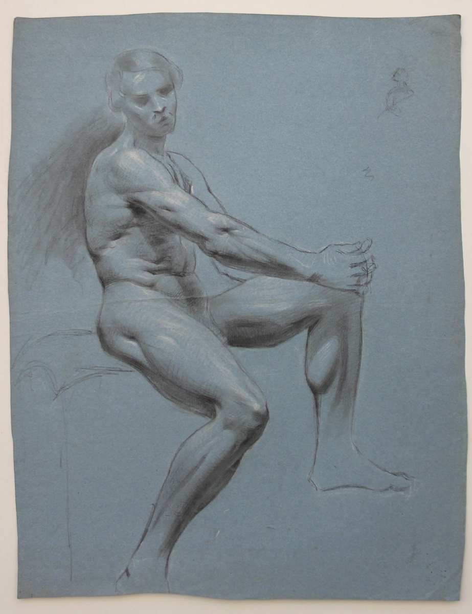 “male Nude III,” Academic Drawing, Dated 1832 