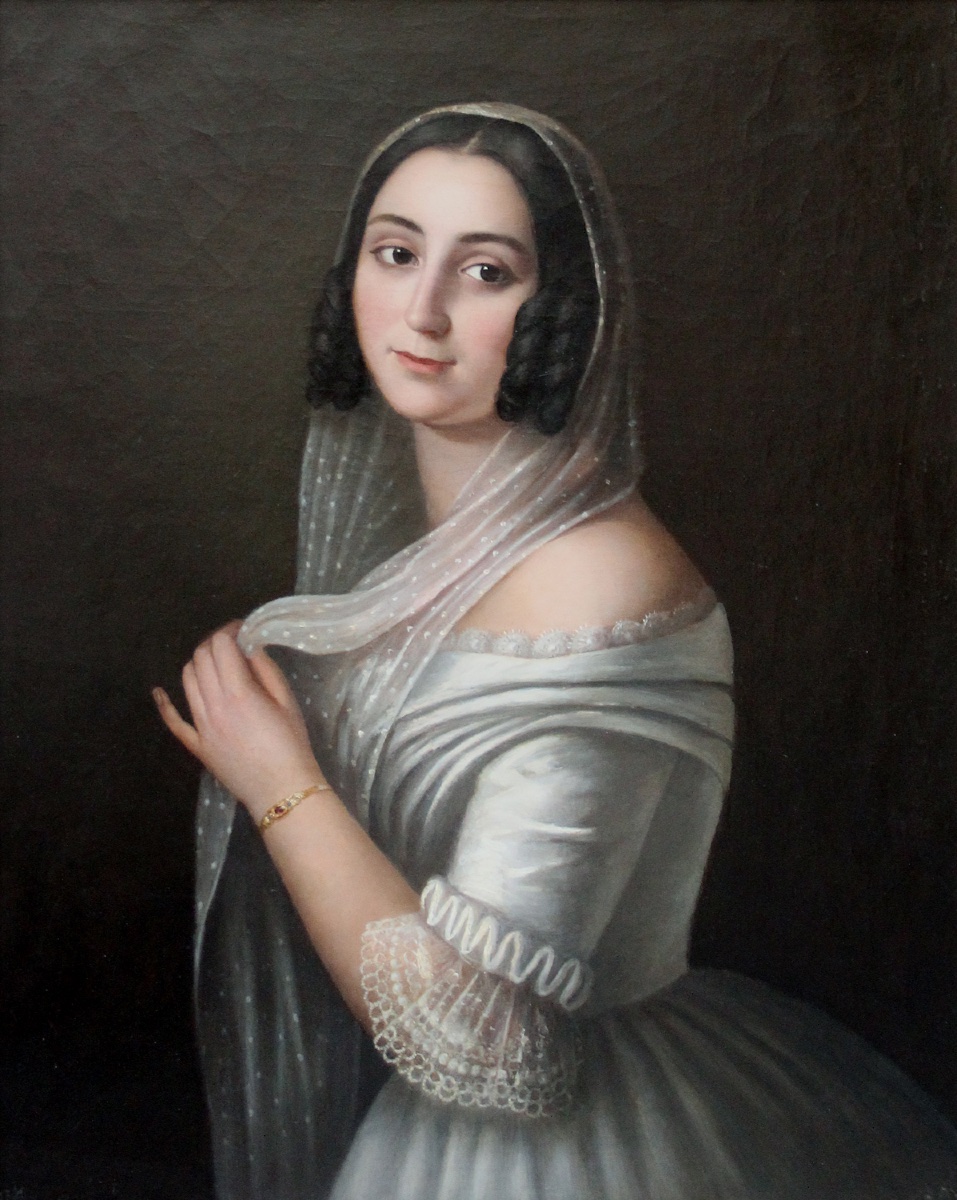Portrait d'une jeune fille en robe blanche par Jacopo Marastoni (1804 Venise - 1860 Pest), attr-photo-2