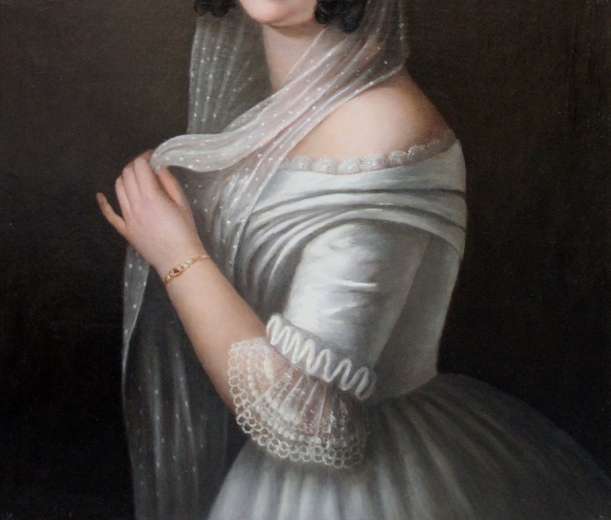 Portrait d'une jeune fille en robe blanche par Jacopo Marastoni (1804 Venise - 1860 Pest), attr-photo-3