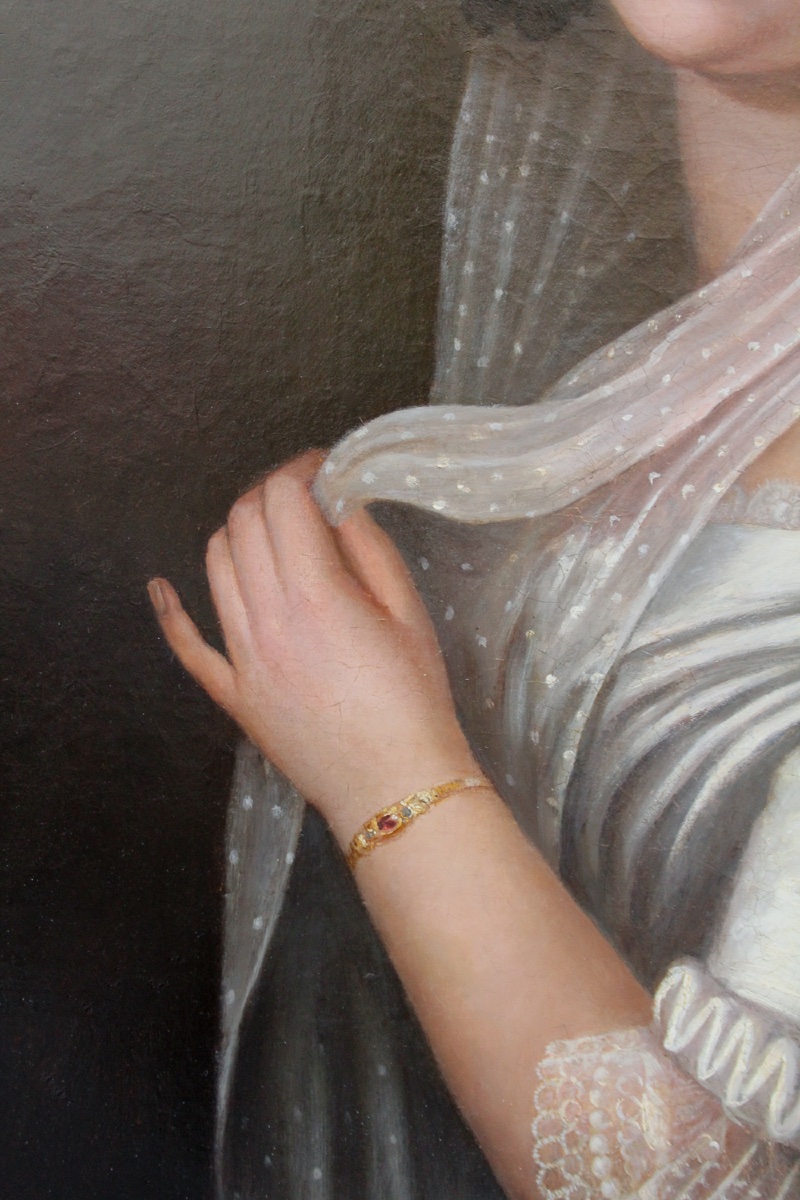 Portrait d'une jeune fille en robe blanche par Jacopo Marastoni (1804 Venise - 1860 Pest), attr-photo-1