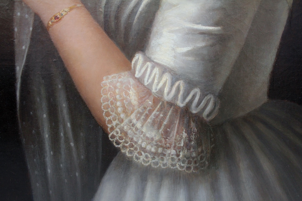 Portrait d'une jeune fille en robe blanche par Jacopo Marastoni (1804 Venise - 1860 Pest), attr-photo-2