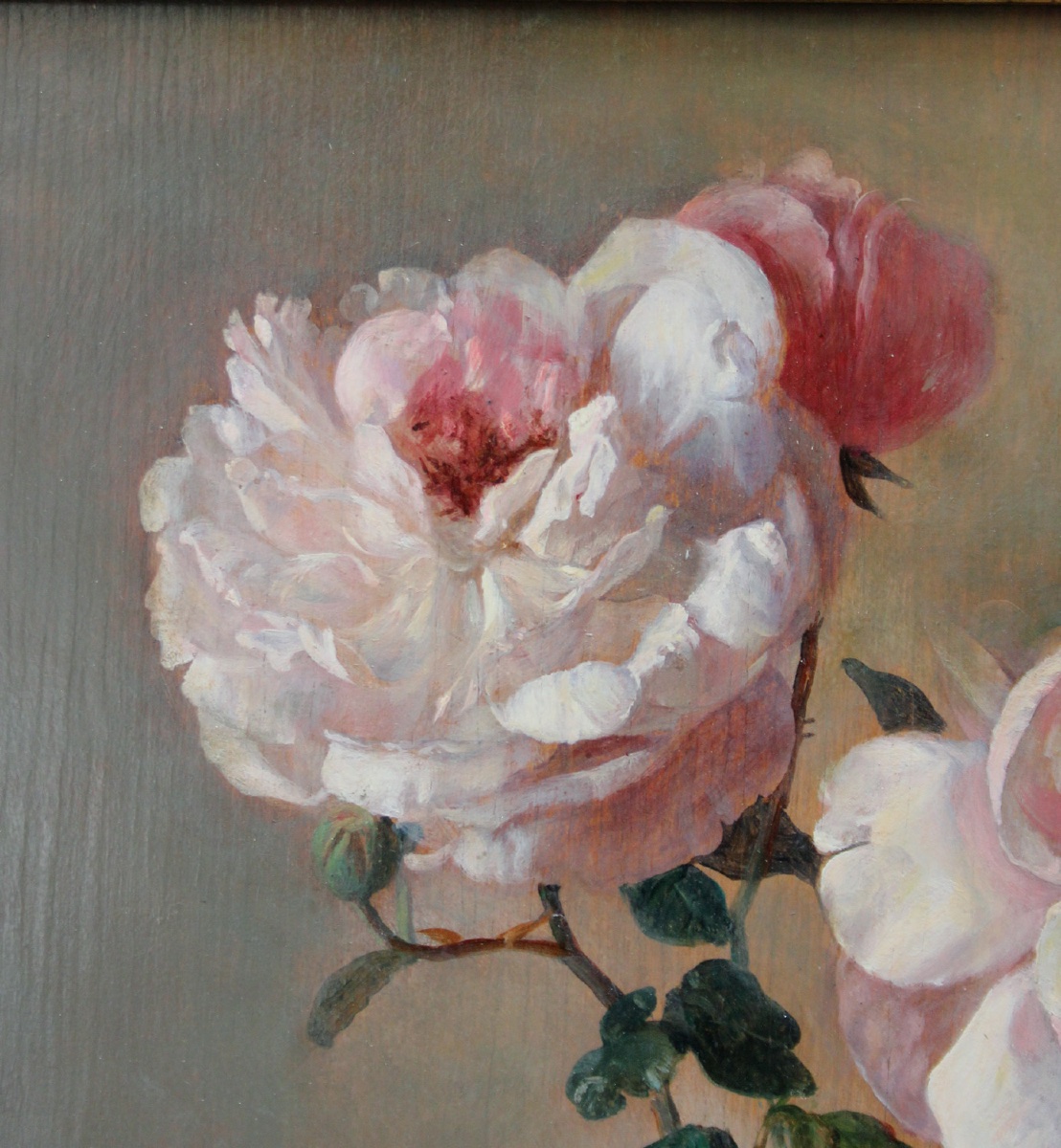  Roses In A Glass Vase By Erich Wagner (1876 Berlin-1957)-photo-4