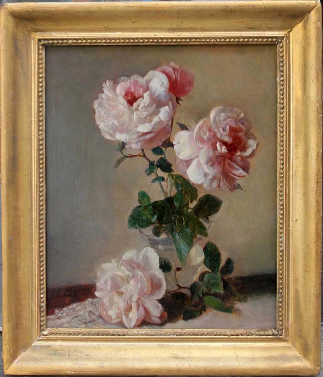  Roses In A Glass Vase By Erich Wagner (1876 Berlin-1957)