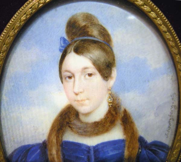 Portrait miniature de Maria Kastelli par Franz Schrotzberg (autrichien 1811-1889)-photo-3