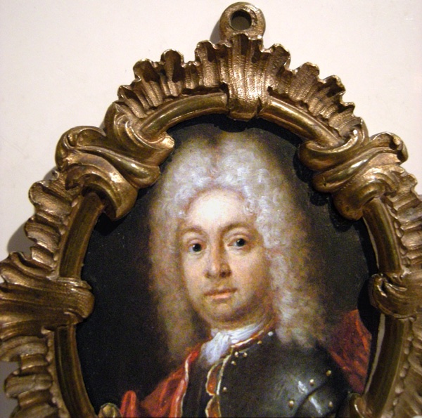 Miniaturiste, vers 1700, Paire de portraits de nobles, huile sur cuivre-photo-3