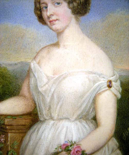 Portrait d'une jeune beauté sur la terrasse par Albert Theer (Autrichien, né en 1815)-photo-4