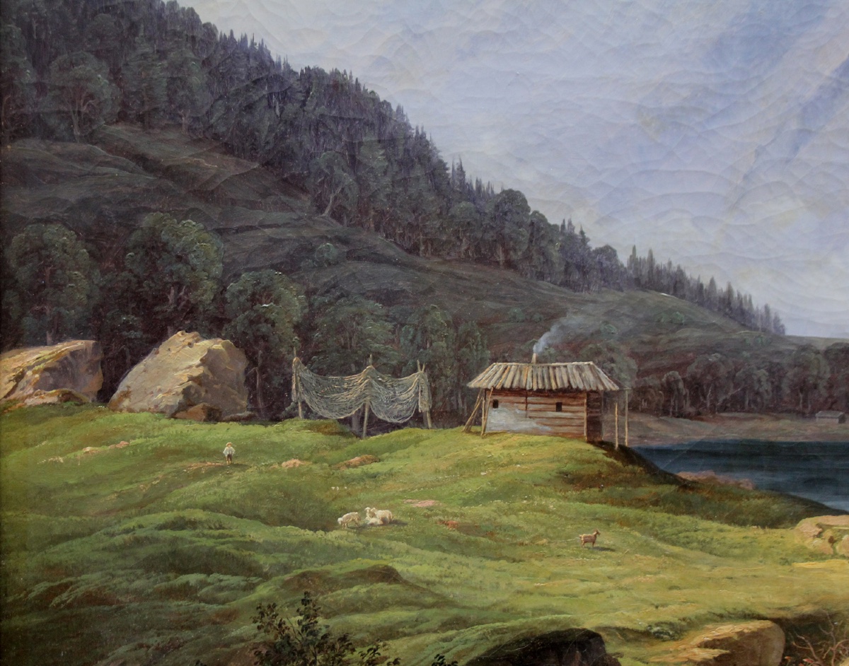 A Monumental Painting With A Mountain Lake By Josef Hölzl (austrian, 1809–1891)-photo-4