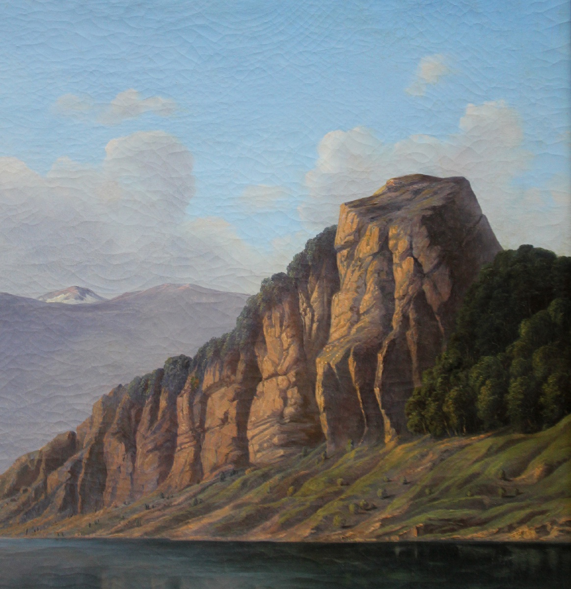 A Monumental Painting With A Mountain Lake By Josef Hölzl (austrian, 1809–1891)-photo-5