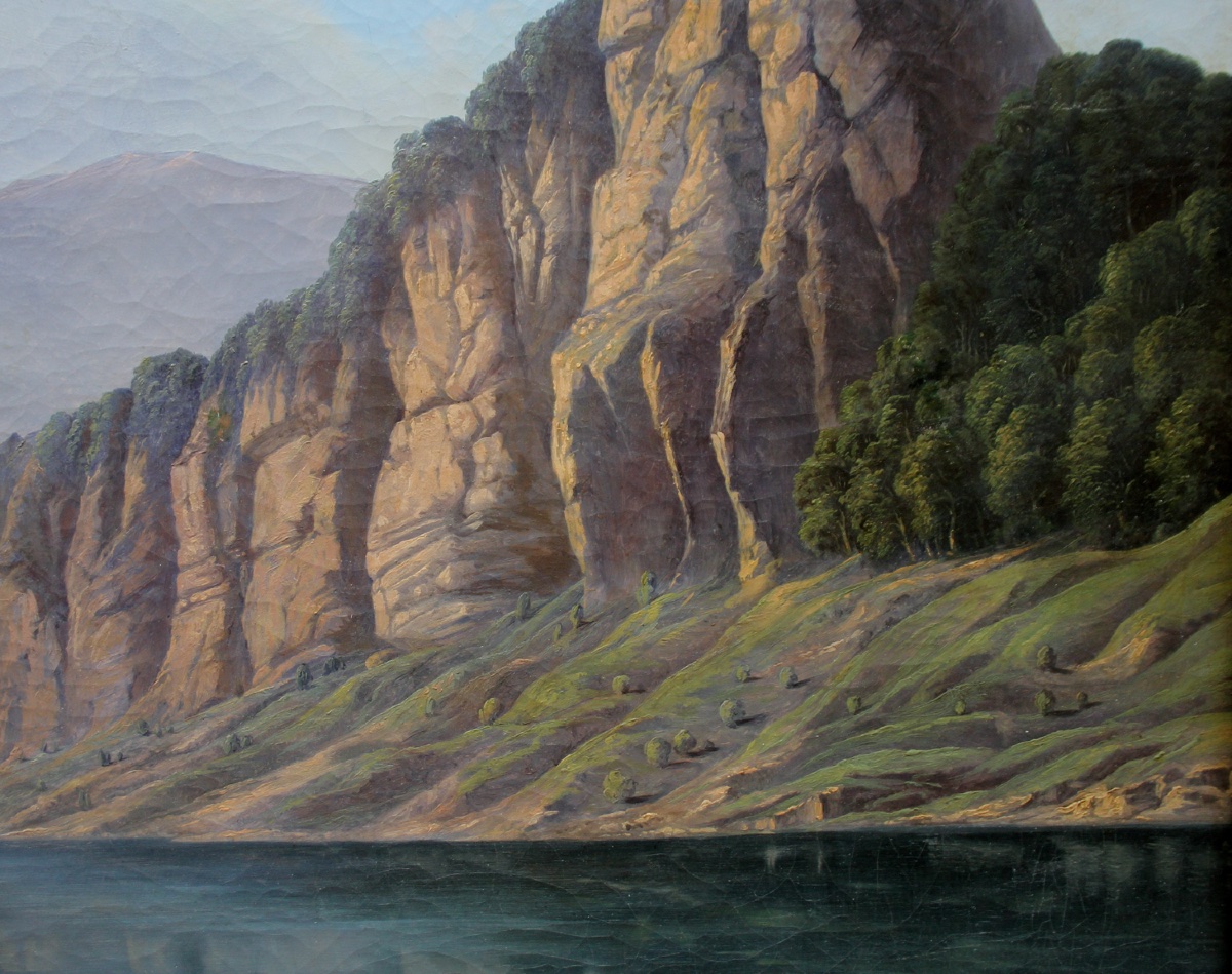 A Monumental Painting With A Mountain Lake By Josef Hölzl (austrian, 1809–1891)-photo-6