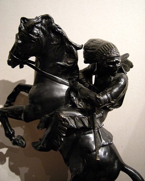 Large Bronze Sculpture Of American Indian Warrior By Bruno Zach (austrian, 1891–1945)-photo-1