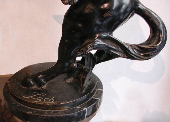 Large Bronze Sculpture Of American Indian Warrior By Bruno Zach (austrian, 1891–1945)-photo-5