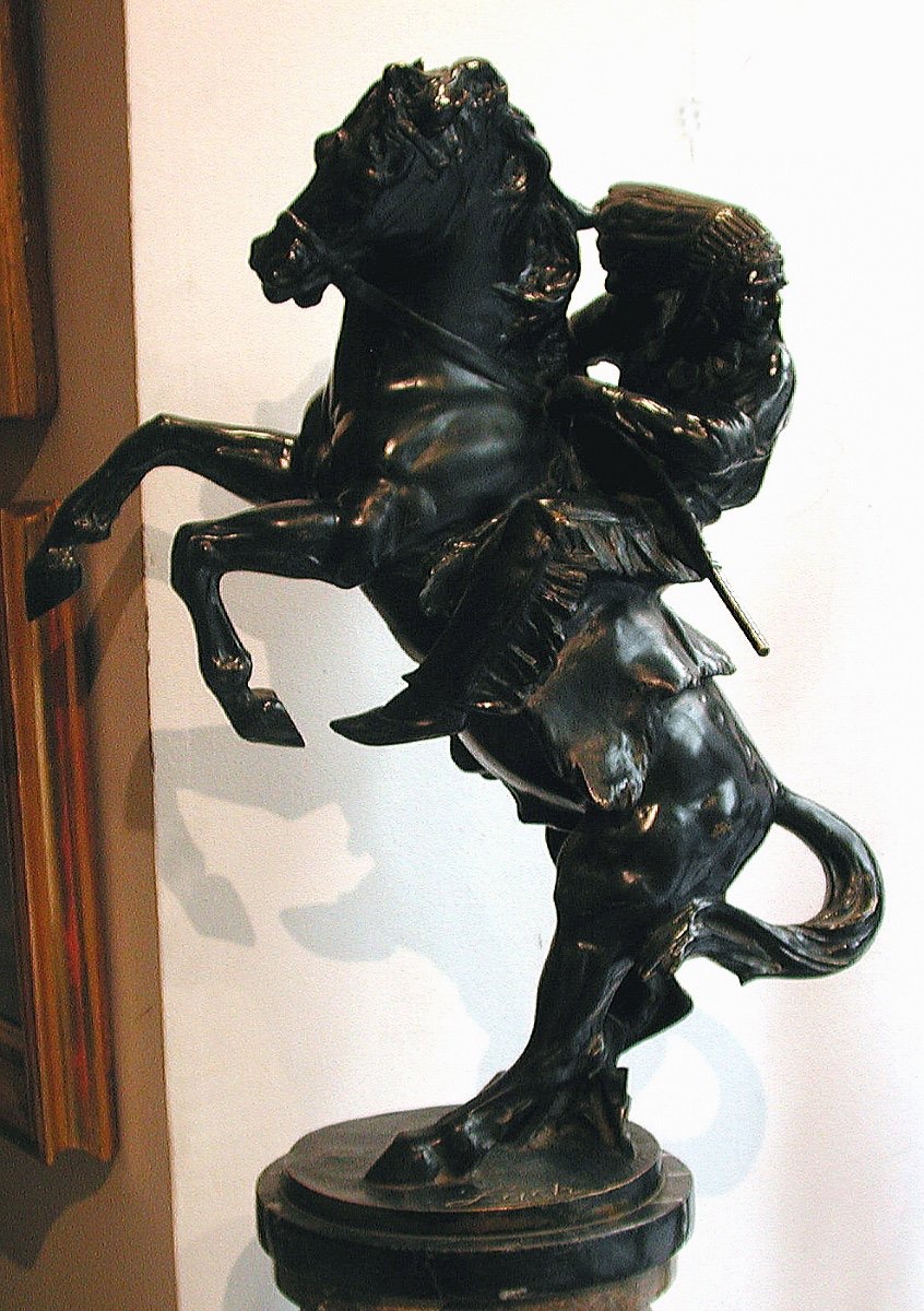 Large Bronze Sculpture Of American Indian Warrior By Bruno Zach (austrian, 1891–1945)