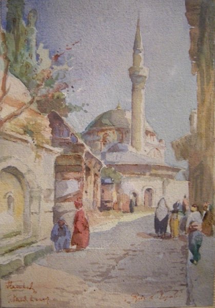 SCÈNE DE RUE À ISTANBUL PAR JOZEF PAWLEKEWICZ (POLONAIS-FRANÇAIS, DÉBUT DU 20E SIÈCLE)