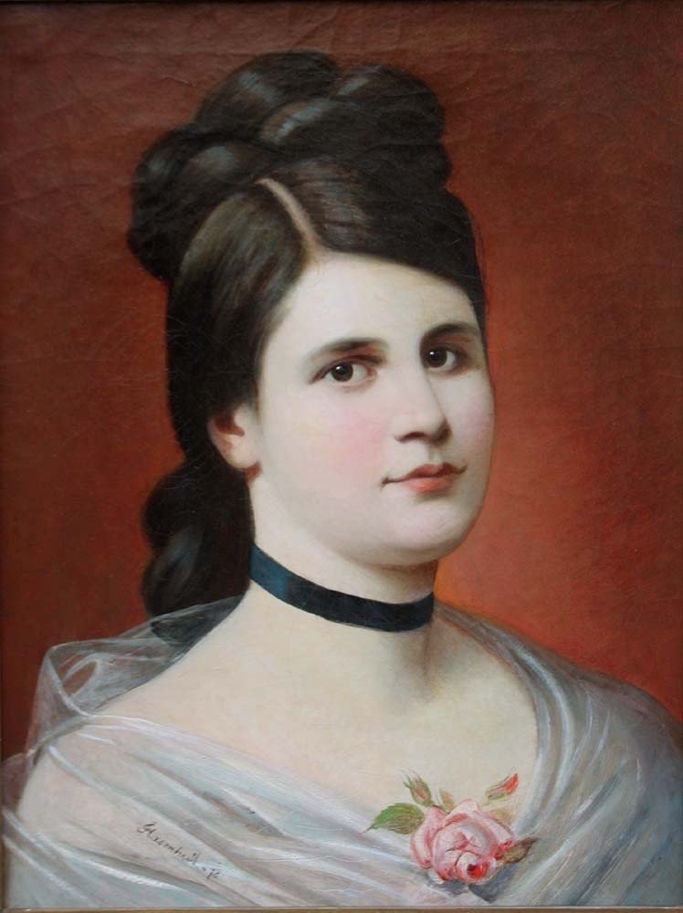 PORTRAIT DE JEUNE FEMME PAR HASENHUT ( 19 SIÈCLE)-photo-2