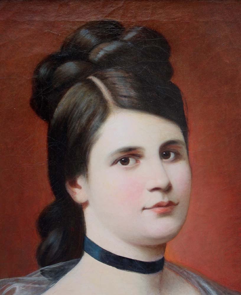 PORTRAIT DE JEUNE FEMME PAR HASENHUT ( 19 SIÈCLE)-photo-3