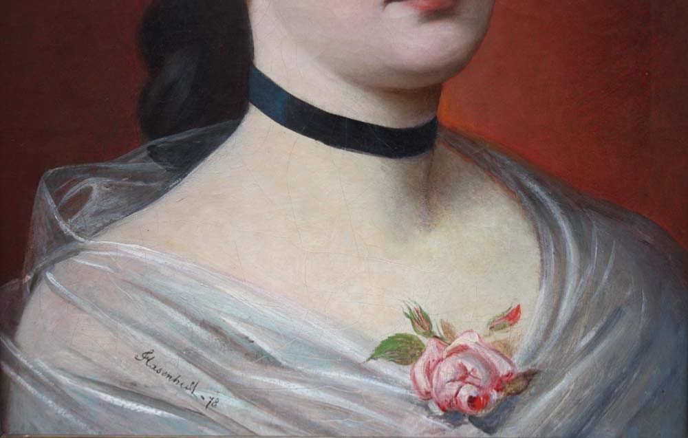PORTRAIT DE JEUNE FEMME PAR HASENHUT ( 19 SIÈCLE)-photo-4