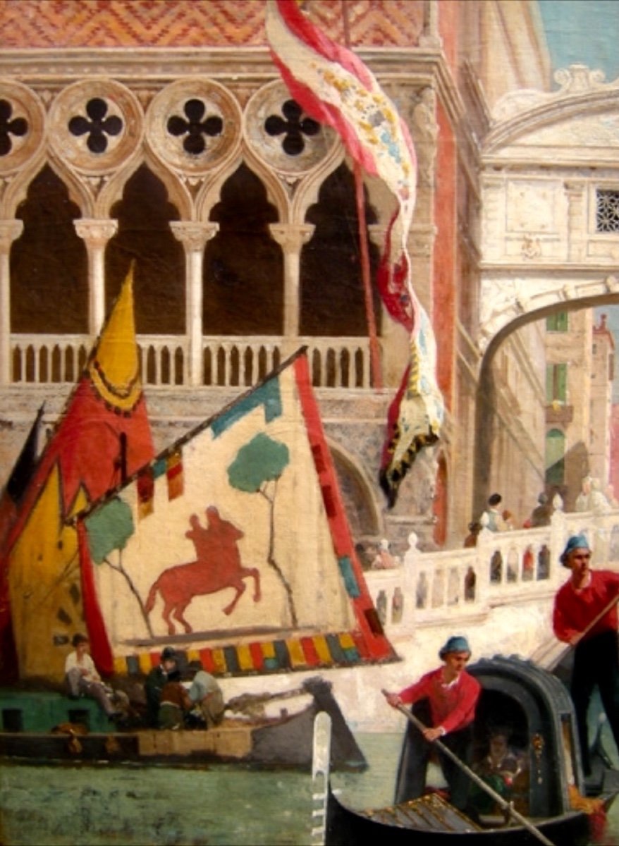 Germain Fabius Brest (1823–1900) Gondolas In Front Of The Bridge Of Sighs In Venice-photo-1