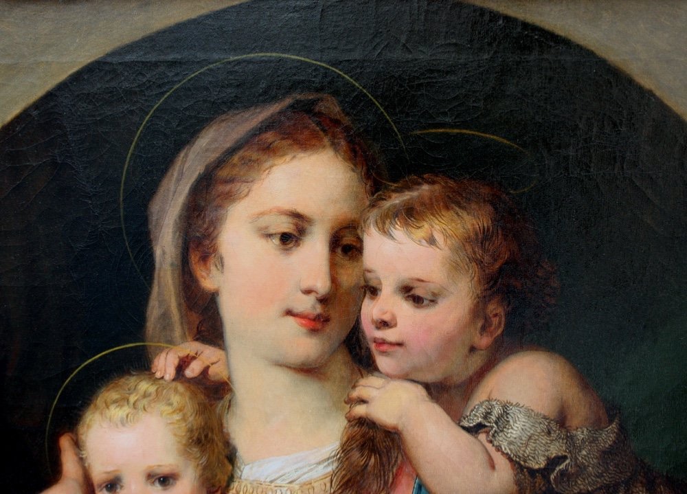 MADONNA AVEC JÉSUS ET ST.JOHN PAR FRANZ RUSS (AUTRICHIEN 1844 - 1906)-photo-3
