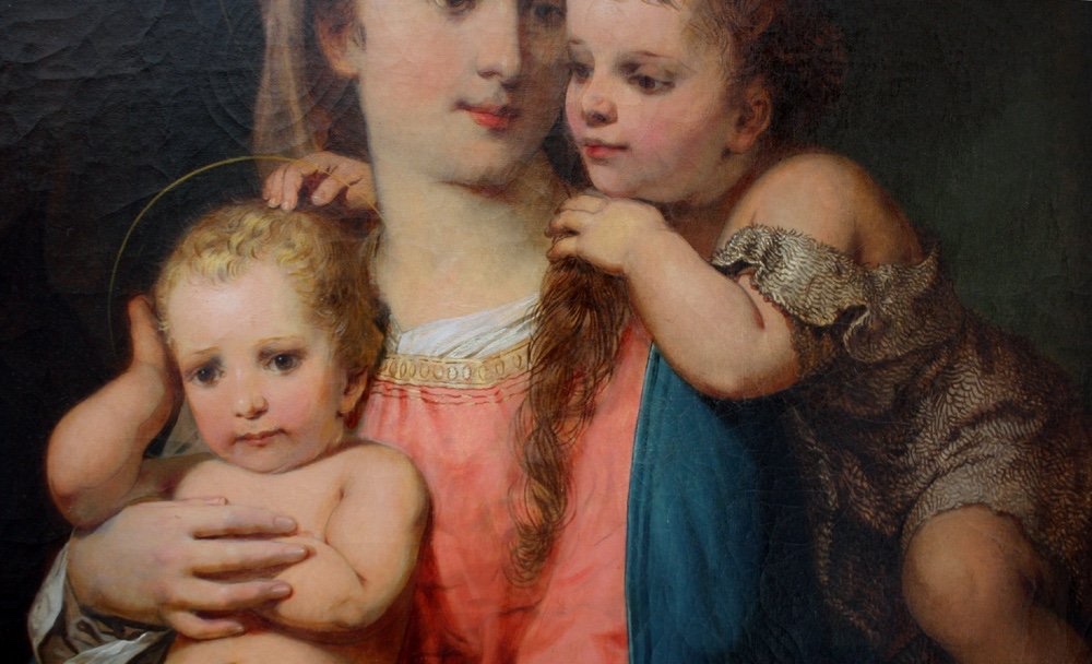 MADONNA AVEC JÉSUS ET ST.JOHN PAR FRANZ RUSS (AUTRICHIEN 1844 - 1906)-photo-1
