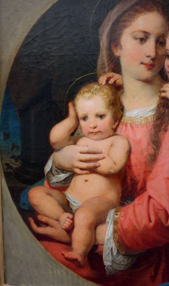 MADONNA AVEC JÉSUS ET ST.JOHN PAR FRANZ RUSS (AUTRICHIEN 1844 - 1906)-photo-2