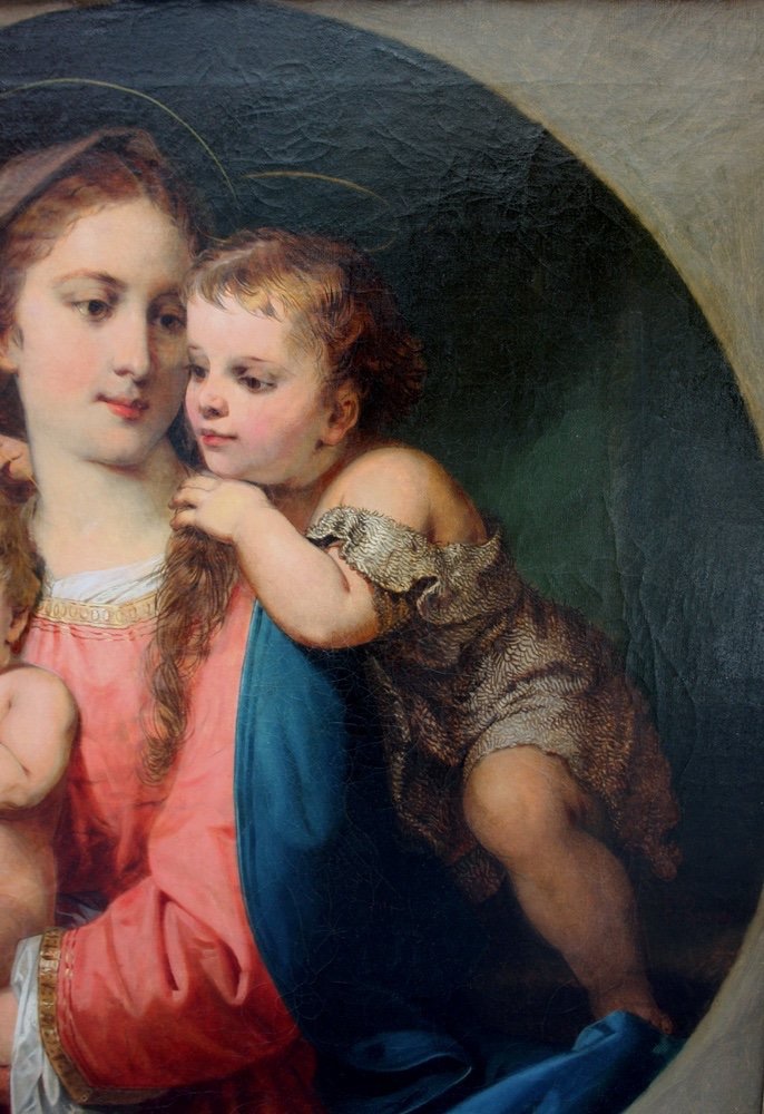 MADONNA AVEC JÉSUS ET ST.JOHN PAR FRANZ RUSS (AUTRICHIEN 1844 - 1906)-photo-3