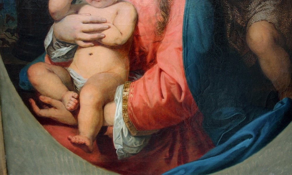 MADONNA AVEC JÉSUS ET ST.JOHN PAR FRANZ RUSS (AUTRICHIEN 1844 - 1906)-photo-4