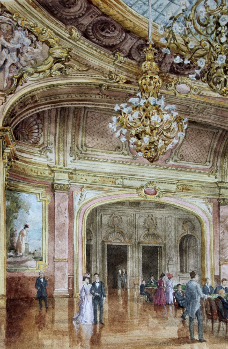 Scène au Grand Casino de Monte-Carlo par Alexandre  SEREBRIAKOV (1907-1995), attribuée à-photo-1