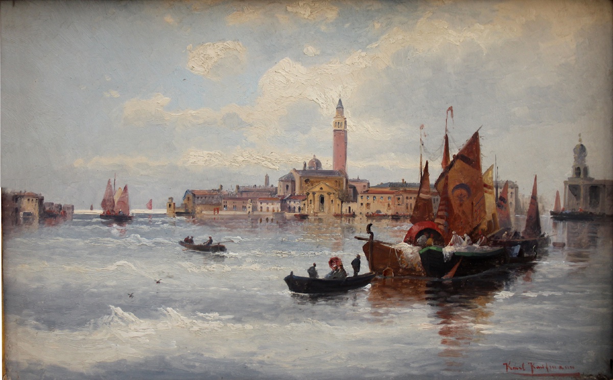 Venise, bateaux de pêche dans le bassin de San Marco par  Karl Kaufmann (1843-1905)-photo-2