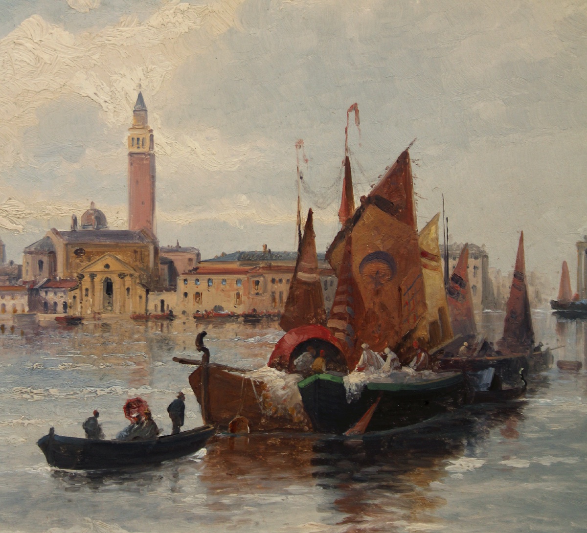 Venise, bateaux de pêche dans le bassin de San Marco par  Karl Kaufmann (1843-1905)-photo-4