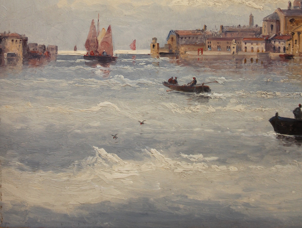 Venise, bateaux de pêche dans le bassin de San Marco par  Karl Kaufmann (1843-1905)-photo-3