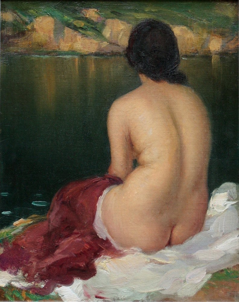 BELLE BAIGNEUSE PAR TITO CORBELLA (ITALIEN, (1885-1966)-photo-2