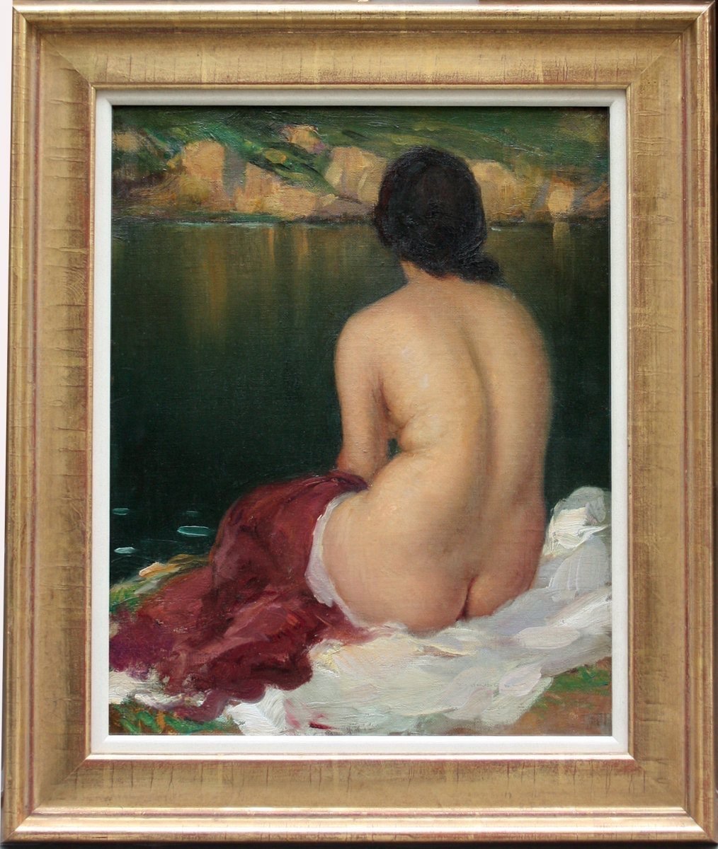 BELLE BAIGNEUSE PAR TITO CORBELLA (ITALIEN, (1885-1966)