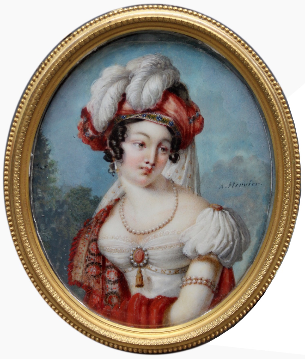 Marc-antoine Hervier (french, Active From 1783 To 1820)  Young Beauty, Portrait Miniature